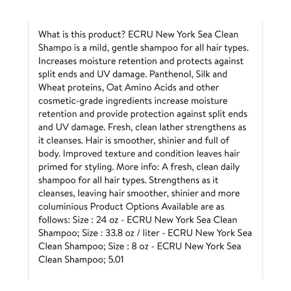 Ecru NEW IN BOX 2 (TWO) Sea Clean Shampoos full size (8 oz) no sulfates no parab - Picture 8 of 8